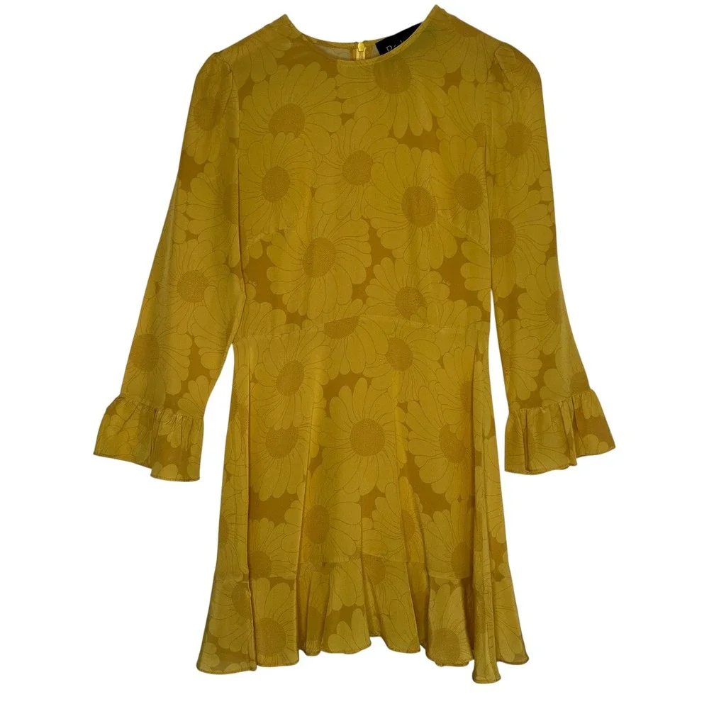 Realisation Par The Mary Jane Yellow Sunflower Silk A Line Mini Dress SZ S - Picture 2 of 13